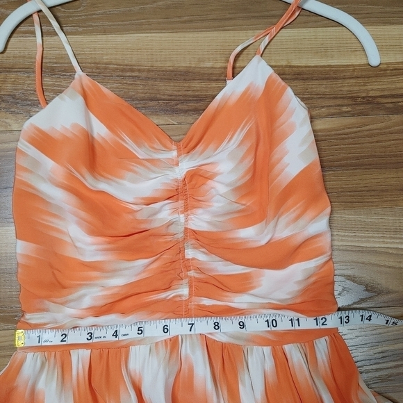 Taylor Orange Print Silk Dress Medium - Picture 4 of 13